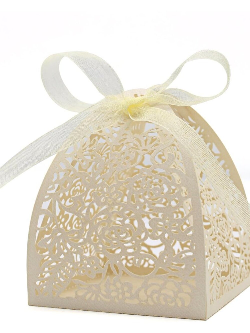 Pack of 70 Laser Cut Rose Candy Boxes, Favor Boxes 2.5"x 2.5"x 3.1", Gift Boxes